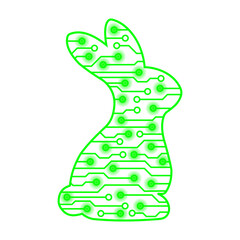 Rabbit vector. Abstract rabbit drawn from circles and lines. Easter rabbit. Abstract technology hare. Rabbit in an electronic circuit.