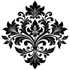 damask floral pattern silhouette vector
