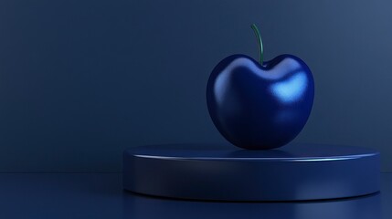 Obraz premium Glossy Dark Blue Cherry on a Platform
