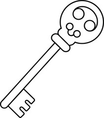 Skeleton Key Line Art Vector
