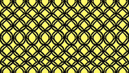 Naklejka premium Yellow and Black Interlocking Circles Pattern Background Modern Abstract Geometric Design Seamless Tileable Graphic Resource