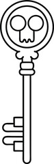 Skeleton Key Line Art Vector