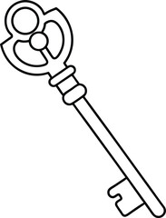 Skeleton Key Line Art Vector