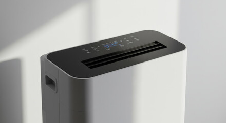 Modern dehumidifier with sleek design against a minimalist white background