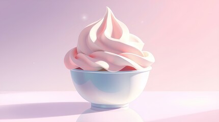 Dreamy Pink Swirl of Soft Serve in a Pearlescent Bowl