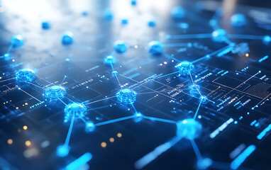 Modern Digital Interface with Glowing Blue Data Points  