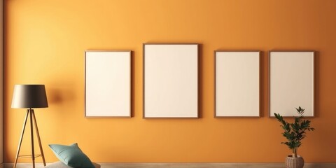 Modern living room interior design with empty frames