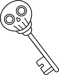 Skeleton Key Line Art Vector