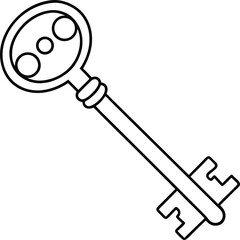 Skeleton Key Line Art Vector