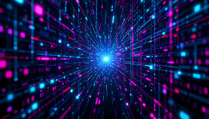 Fototapeta premium Abstract digital data flow tunnel cyberspace technology network connection futuristic information speed motion 4k animation