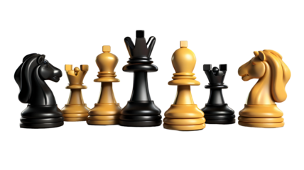 black chess pieces isolated on transparent white background png