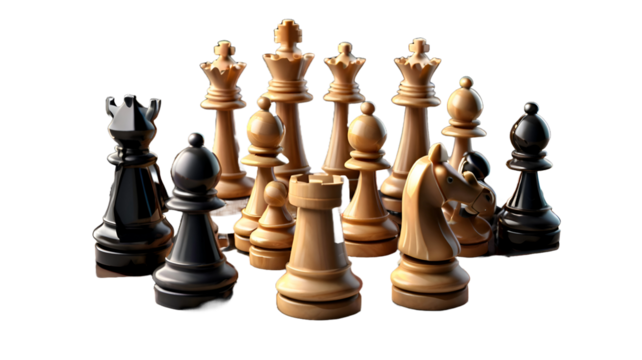 black chess pieces isolated on transparent white background png
