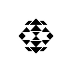 Geometric Black & White Hexagon Logo Design, Minimalist, Abstract