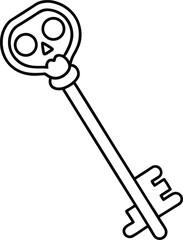 Skeleton Key Line Art Vector