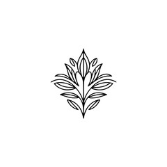 Minimalist Floral Emblem: Line Art Flower on White Background