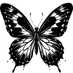 Symmetrical Butterfly Illustration with Wing Vein Detail