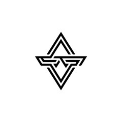 Abstract Geometric Logo: Interlocking Diamond & Lines on White