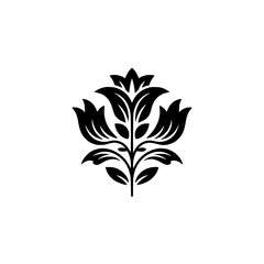 Elegant Floral Crest: Black & White Vector Design