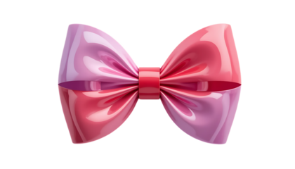 Glossy 3D bow featuring pastel colors in Red, pink, and purple png
