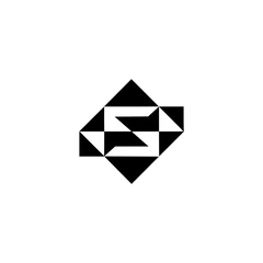 Geometric "S" Logo Design in Black and White, Abstract Composition