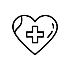 Fototapeta premium heart symbol with medical cross in a simple line style 