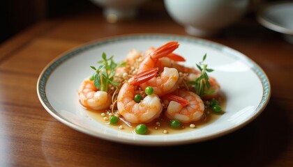 Exquisite presentation of fresh shrimp cuisine