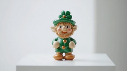 A cheerful leprechaun figurine.