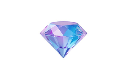 Fototapeta premium Glossy 3D diamond featuring pastel gradient colors of blue, pink, and purple png