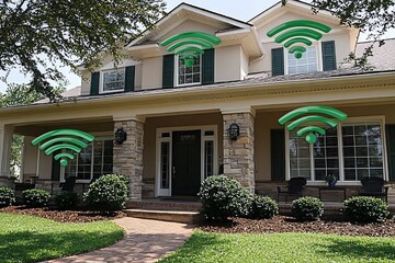 Smart home wifi coverage, house exterior.
