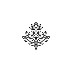 Minimalist Tree Logo: Elegant Botanical Design on White Background