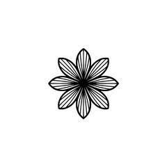 Minimalist Black Flower Graphic on White Background