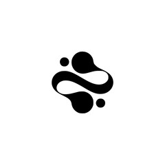 Minimalist Abstract Logo: Fluid Shapes in Black on White