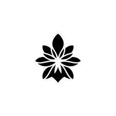 Minimalist Black Floral Logo on White, Modern Design