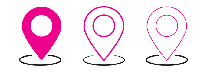 location vector icon set. point illustration sign collection. geolocation gps tag icons set. place logo. GPS map location icon.