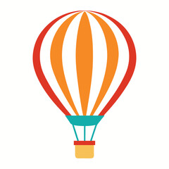Colorful hot air balloon flying in the sky with clouds, symbolizing adventure, freedom, and fun