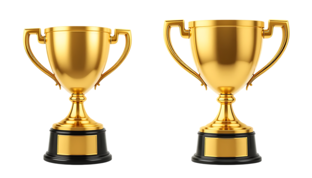 Golden 3D trophy cup icon png