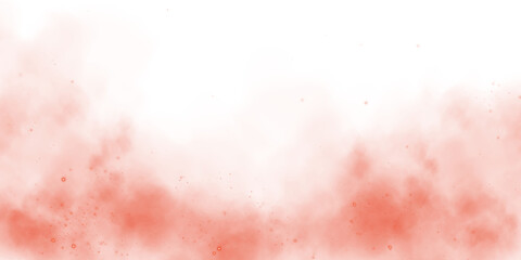 Fototapeta premium Magic red smoke with glitter and small particles of twinkling stars. Fog with luminous particles. Red vapor with stardust. Morning fog over land or water surface, magic haze. Fog or smoke. PNG.