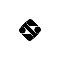 Geometric Black and White Logo Design: Abstract Rolled Shapes