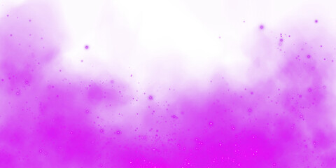Magic purple smoke with glitter and small particles of twinkling stars. Fog with luminous particles. Purple vapor with stardust. Morning fog over land or water surface, magic haze. PNG.