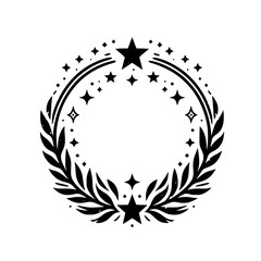 Elegant Star Wreath: Black & White, Minimalist, Festive Design