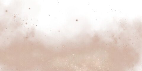 Magic chocolate brown smoke with glitter and small particles of twinkling stars. Fog with luminous particles. Chocolate brown vapor with stardust. PNG.