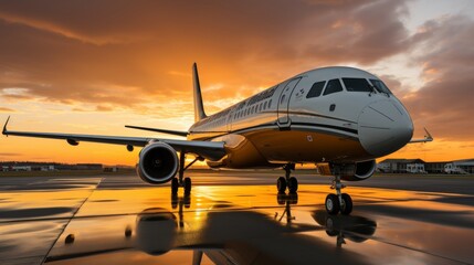 Obraz premium airplane in clouds at sunset close up backgrounf