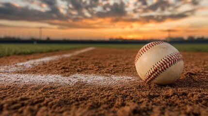 Exciting baseball action at the stadium's baseball diamond athlete's journey on the field at sunset