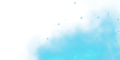 Magic blue smoke with glitter and small particles of twinkling stars. Fog with luminous particles. Blue vapor with stardust. Morning fog over land or water surface, magic haze. Fog or smoke. PNG