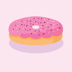 a donut with pink cream design