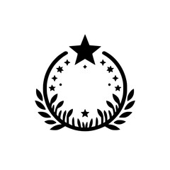 Black & White Starry Laurel Wreath Illustration