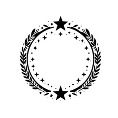 Elegant Black & White Starry Wreath Circle - Minimalist Design