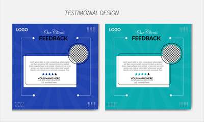 Client feedback social media post bundle carousel template design. Clean and modern client testimonial banner set template. Customer feedback review or testimonials social media post template. © Tanna Tints