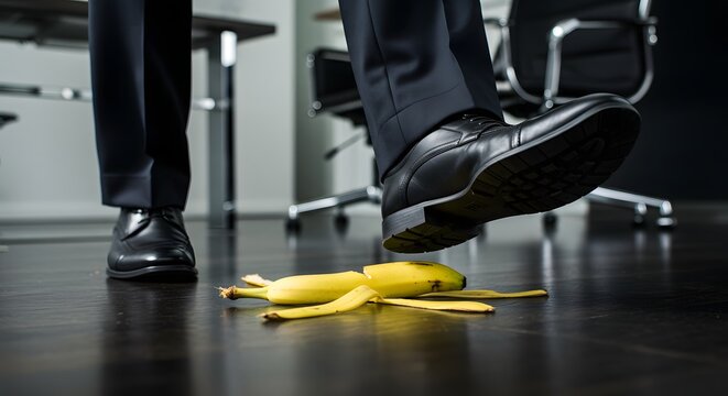 Close-up of Slipping Moment on Banana Peel