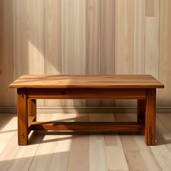 Timeless Elegance: Abstract Wooden Table in Rich Natural Tones on Soft Oak, Enhanced by Soft Shadows and Copy Space